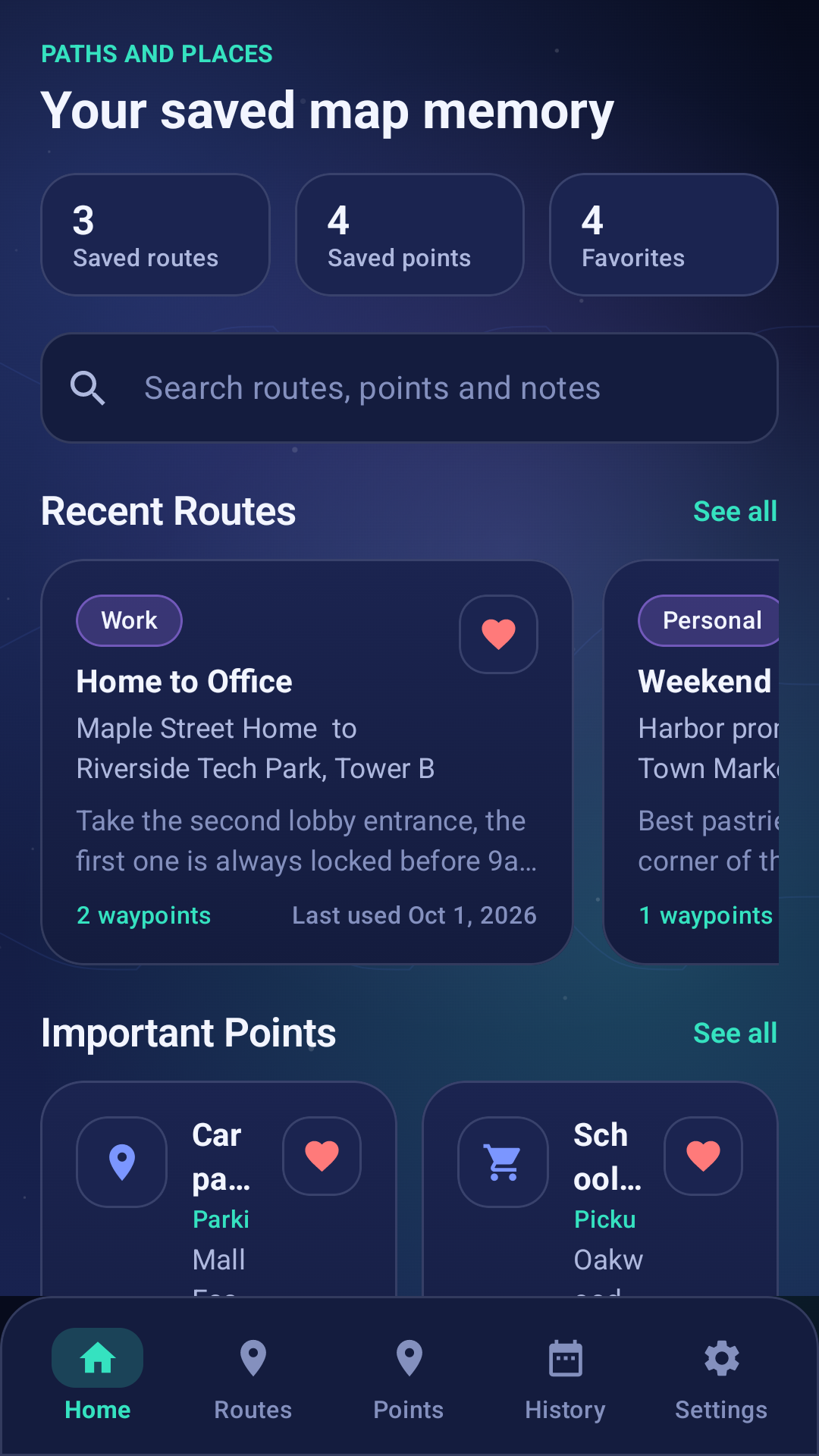 Pathfinder home screen